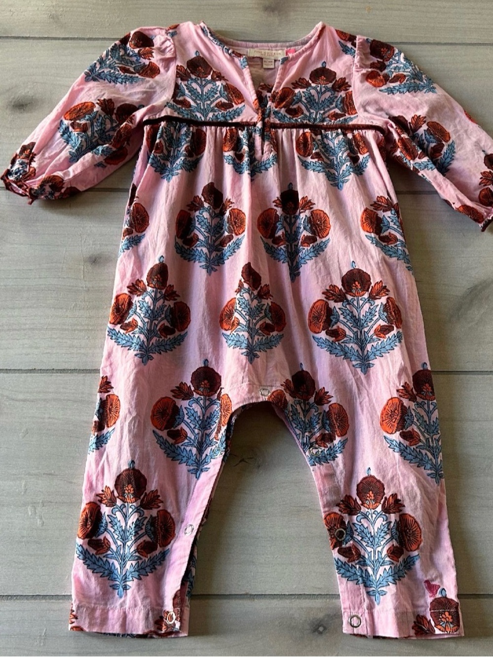 Pink Chicken Girls Pink Floral Print One-Piece Lightweight Cotton Romper